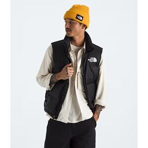 The North Face Men's 1996 Retro Nuptse Vest Black Zip Pockets Hood Goose Down M